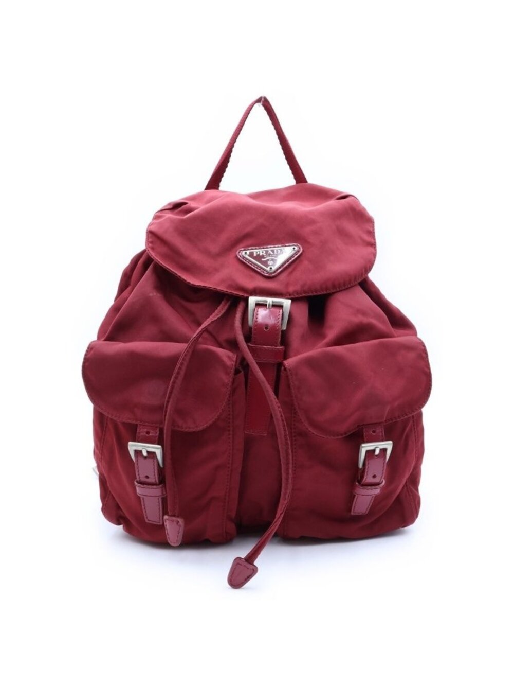 Prada Backpack Triangle Logo Nylon Red